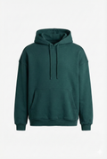 Koyu Yeşil - Basic Oversize Kapüşonlu Sweatshirt