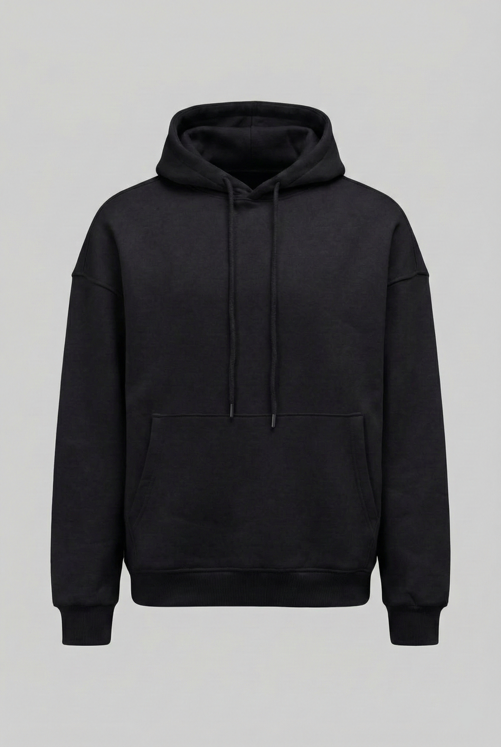 Siyah - Basic Oversize Kapüşonlu Sweatshirt
