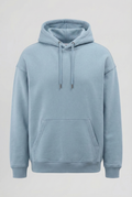 Turkuaz - Basic Oversize Kapüşonlu Sweatshirt