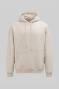 Bej - Basic Oversize Kapüşonlu Sweatshirt