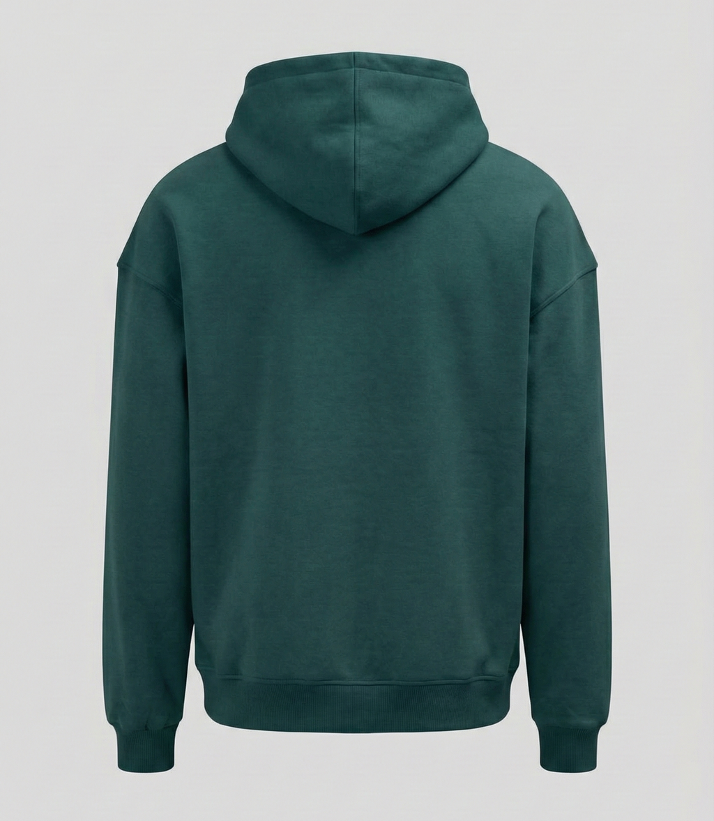 Basic Oversize Kapüşonlu Sweatshirt - Koyu Yeşil